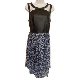 Material Girl Faux Leather Bodice Semi Sheer Skirt Sleeveless Dress Party  XL